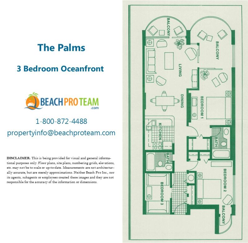 The Palms Floor Plan 1 - 3 Bedroom Oceanfront